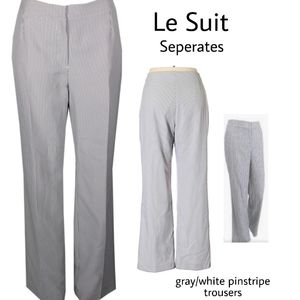 LeSuit gray/white pinstripe trousers. Sz 10