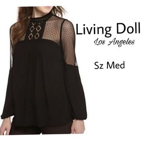 Living Doll lace bell sleeve top. Sz Med