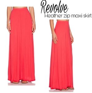 Heather zip maxi skirt.  Fire Red. Sz Small. Strch