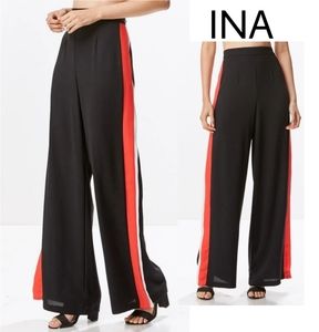 INA blk/red striped wide leg pants.  Sz Lrg