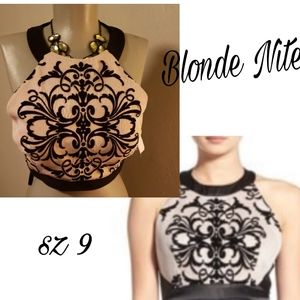 Blonde Nites lace tatoo halter. Sz 9
