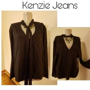 Kensie blk reversible blouse.   Sz Lrg