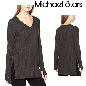 Michael Stars Jasper Poorboy V-Neck Lng Slv Tunic