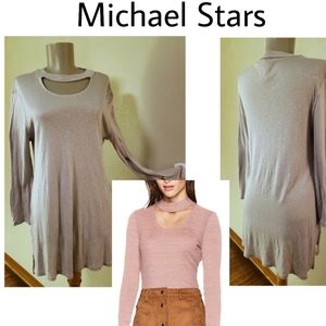 Michael Stars gray cut neckline long top. Sz OS