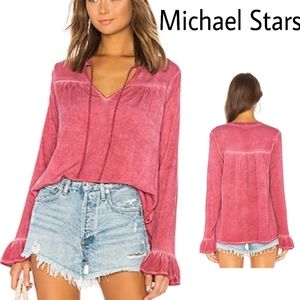 Michael Stars mauve/red peasant top. Sz Med