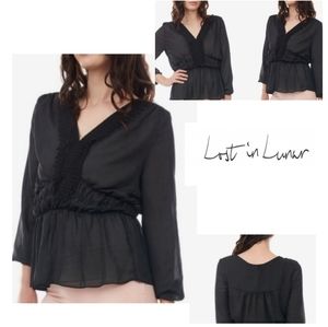 Anthropologie Lost In Lunar blk sheer blouse.Sz 2