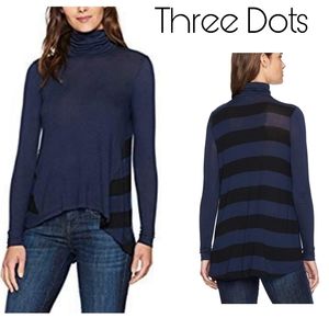 Three Dots Stripe Turtleneck Loose Mid top. Sz Lrg