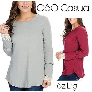 OSO Casuals® Ribbed Knit Long Raglan. Sz Lrge