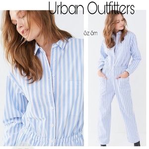 Urban Outfitters Blue Uo Jacey Striped Jumpsuit