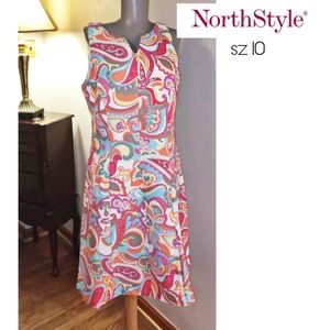 🌺North style vibrant floral fit/flare dress. Sz10