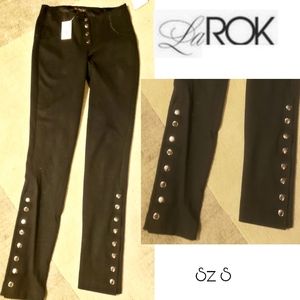 LaRok blk functnl 8 button detail pants. Sz Sm