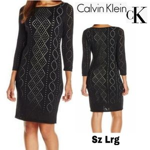 CALVIN KLEIN Perforated Knit Sweater dress. Sz Lg