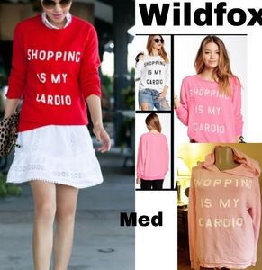 Wildfox pink hoodie "shopping is my cardio". Sz md