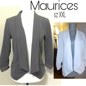 Maurices open front ruched sleeve blazer. Sz XXL