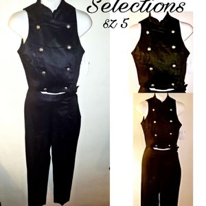 Selections satin crop military insp pants set.