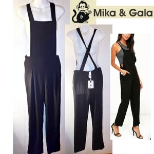 LF Mika & Gala  blk dressy bibs/crop bottom. Sz 10