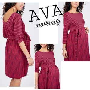 Ava MaternityMixed Print Wrap Dress Sz Sm NWT