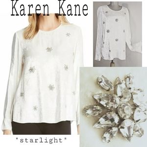 Karen Kane "starlight" velvet embellished top. Sm
