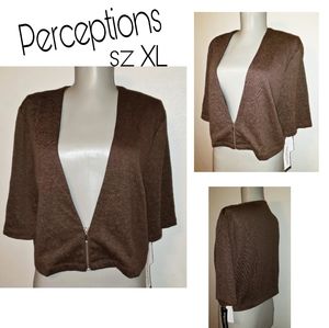 Perceptions brown crop top/cardigan sz XL