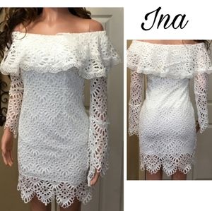 Ina (I:na) eyelet off the shoulder dress. Sz Med