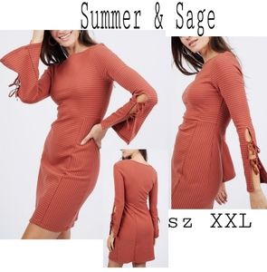 Summer & SageStriped Tie Sleeve Dress. Sz XXL