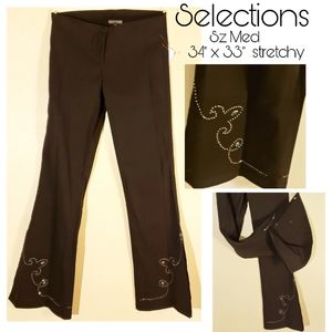 Selections side SPLIT leg studded blk pants. Med