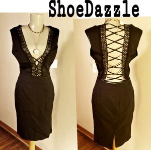 Shoe Dazzle black lace up dress. Sz Sm