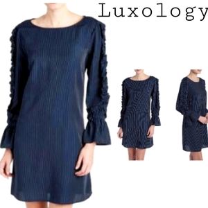 Luxology ruffle sleeve detail stripped dress Sz 8