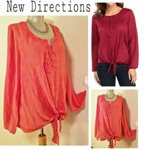 New Direction coral tie front top. Size XL