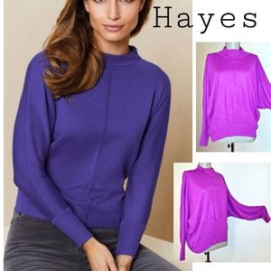 HAYES mock neck batwing light knit sweater. Sz LRG