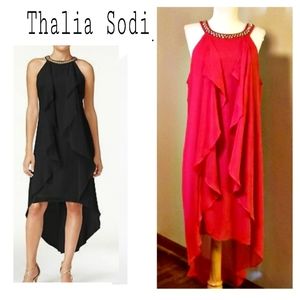 Thalia Sodi beautiful red sheer lyrd dres. Size XL