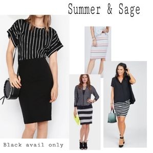 Summer & Sage  black jersey ribbed stretch skirt.