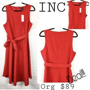 INC International Concepts Belted Sleeveless Red. Sz 14