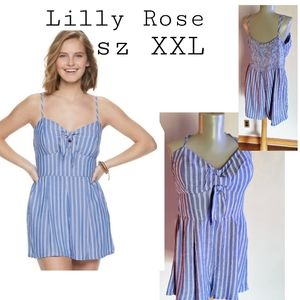 Lilly Rose Denim striped romper.  Sz xxl