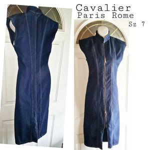 Cavalier Paris Rome fitted denim dress. Sz 5