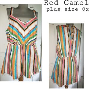 Red Camel multistrip cuban carnival blouse Sz 0X