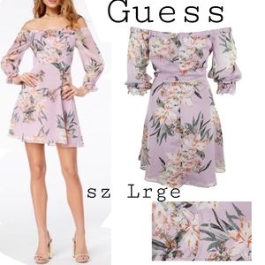 GUESD Lilac OTS Floral Print Dress