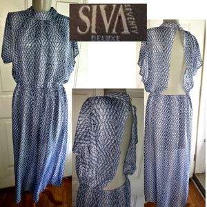 SEVENTY mock neck/open back maxi dress. Sz Sm