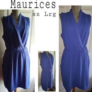 Maurices cobalt blue faux wrap midi dress. Sz lrg
