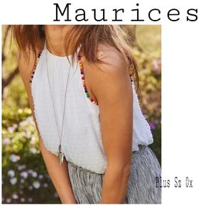 Maurices sleeveless pom pom trim top  Sz 0x