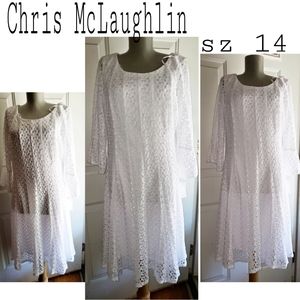 Chris McLaughlin white crochet dress. Sz 14