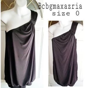 Bcbgmaxazria black one shoulder grecian dress Sz 0