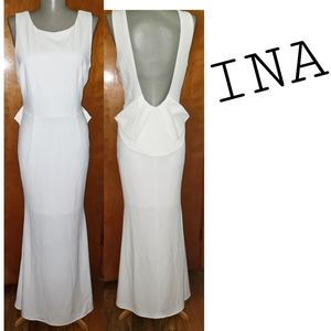INA white evening occasion dress. Sz Med