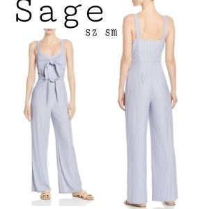 Sage blue/wht striped jumpsuit. Sz Sm