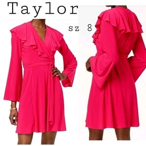 TAYLOR Bell Sleeve ruffle Wrap Dress . Sz 8