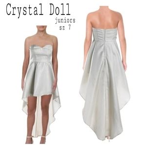 CRYSTAL DOLLJuniors Hi-Low Strapless Formal dress