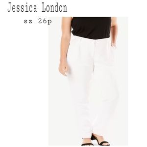 Jessica London white lined linen pants. Plus Sz 26