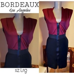 Bordeaux maroon/blk dress.  Sz Lrg