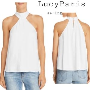 LUCY PARIS

Cut-In Mock Neck Blouse. Sz Lrg