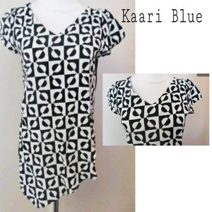 KAARI BLUE black/white geometric design tunic XS